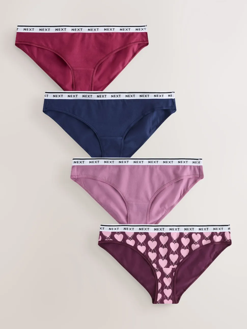 À carreaux Argyle bleu marine - Lot de 4 culottes à logo en coton