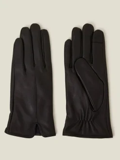 Accessorize - Gants en cuir à écran tactile doublés de fausse fourrure