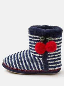 Accessorize Chaussons Bottes à Rayure Cerise