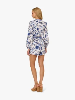 Adrianna by Adrianna Papell Imprimé Cravate Front 100% Cotton Blanc Combinaison