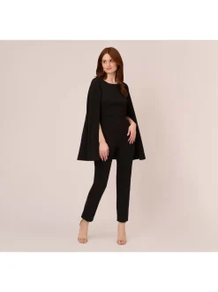 Adrianna Papell Tricot Crêpe Cape Jumpsuit