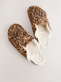 animal - Chaussons à franges avec semelle plantaire mule