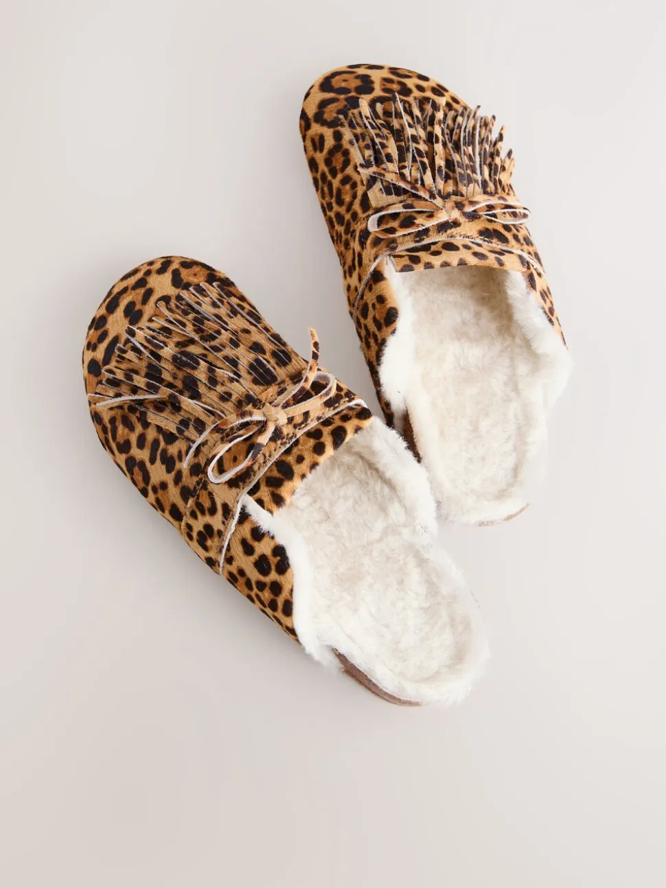 animal - Chaussons à franges avec semelle plantaire mule