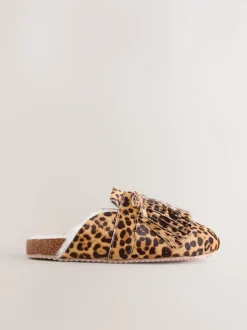 animal - Chaussons à franges avec semelle plantaire mule