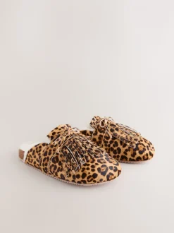 animal - Chaussons à franges avec semelle plantaire mule