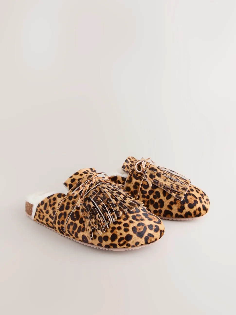 animal - Chaussons à franges avec semelle plantaire mule