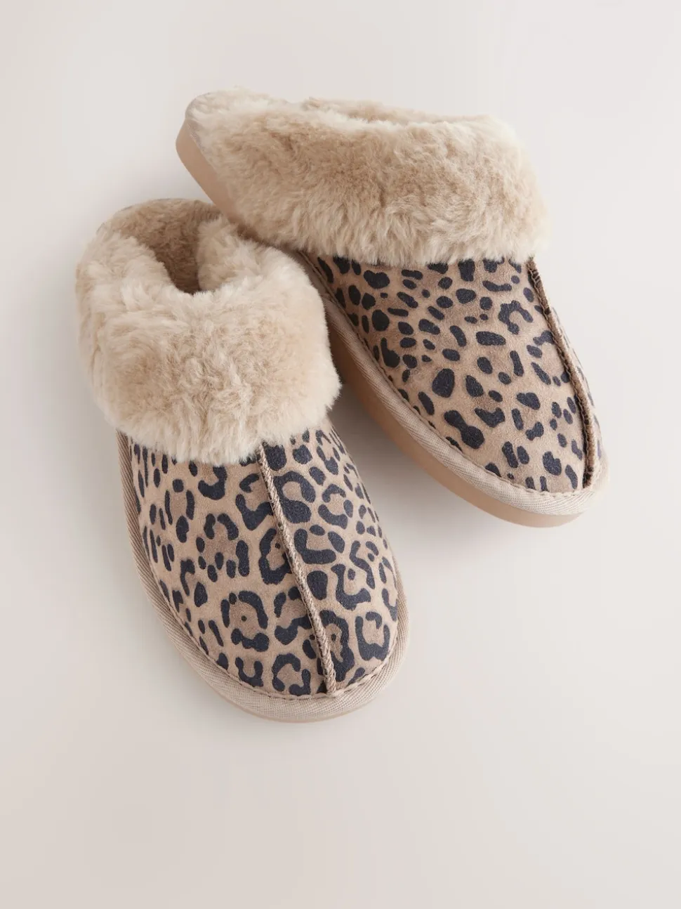 animal - Chaussons mules doublés de daim en fausse fourrure