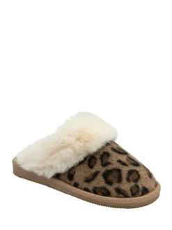 animal - Dunlop Chaussons mules en faux daim col en fourrure