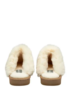 animal - Dunlop Chaussons mules en faux daim col en fourrure