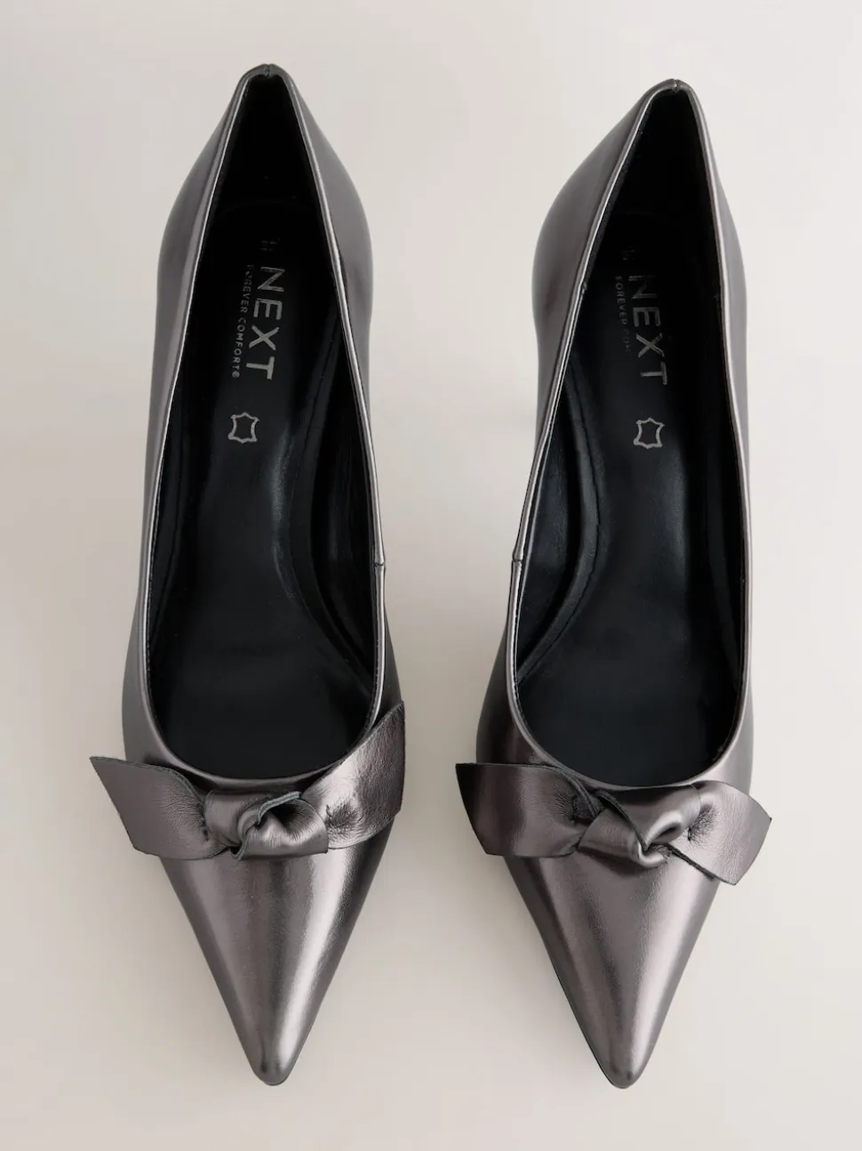 Anthracite - Chaussures de cour mi-hautes en cuir détail nœud Forever Comfort®