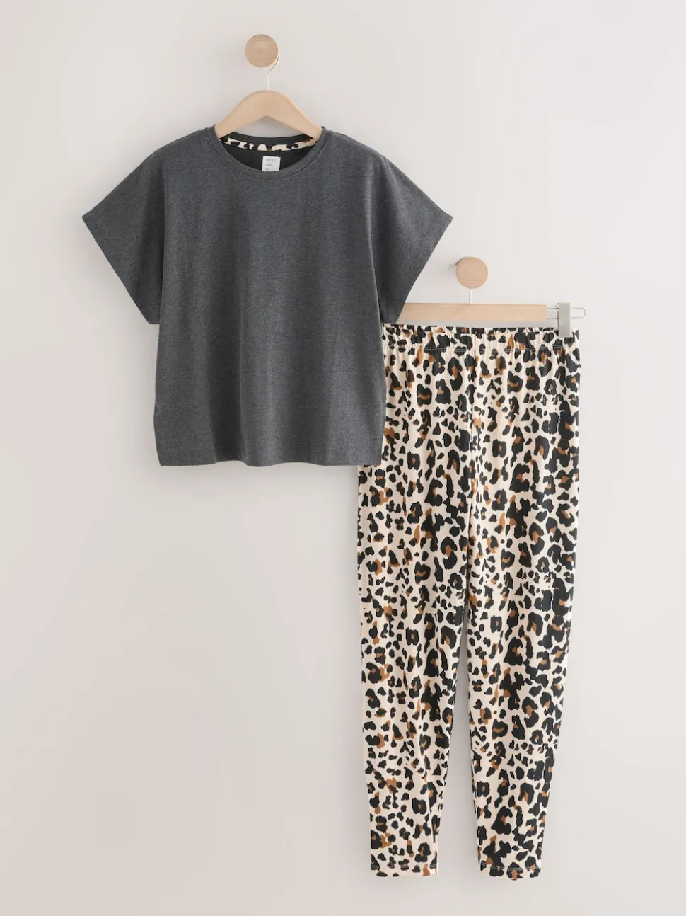Anthracite imprimé léopard - Pyjama à manches courtes