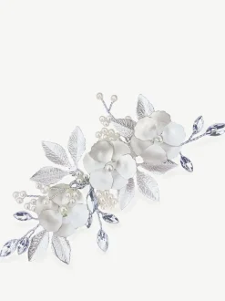 Argent - Ivory & Co Pince à fleurs émaillées et cristaux de gardénia