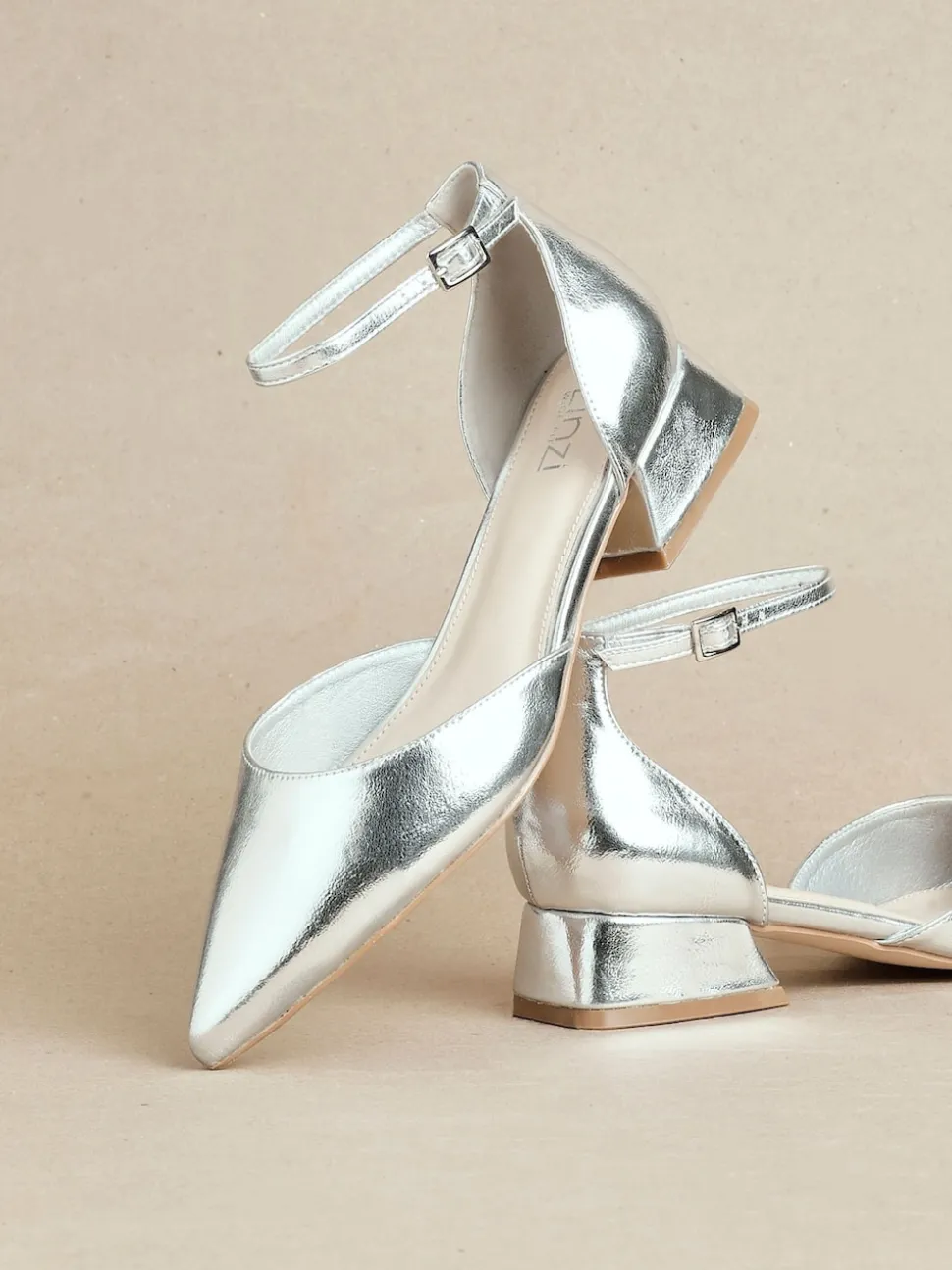 Argent - Linzi talons larges Dolly à petit talon