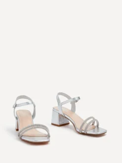 Argent - Sandales à talons Linzi lapin avec bordure de diamants
