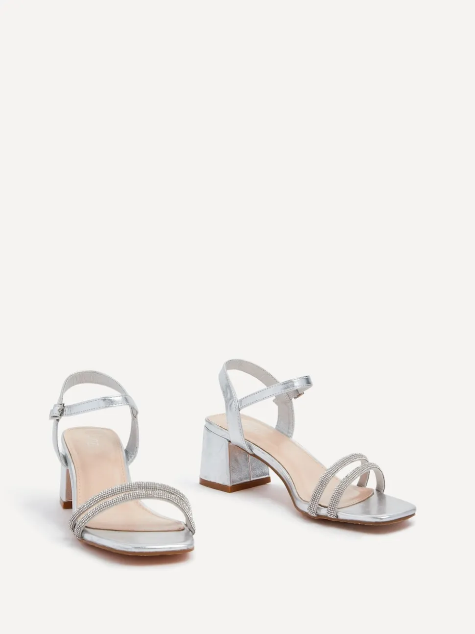 Argent - Sandales à talons Linzi lapin avec bordure de diamants