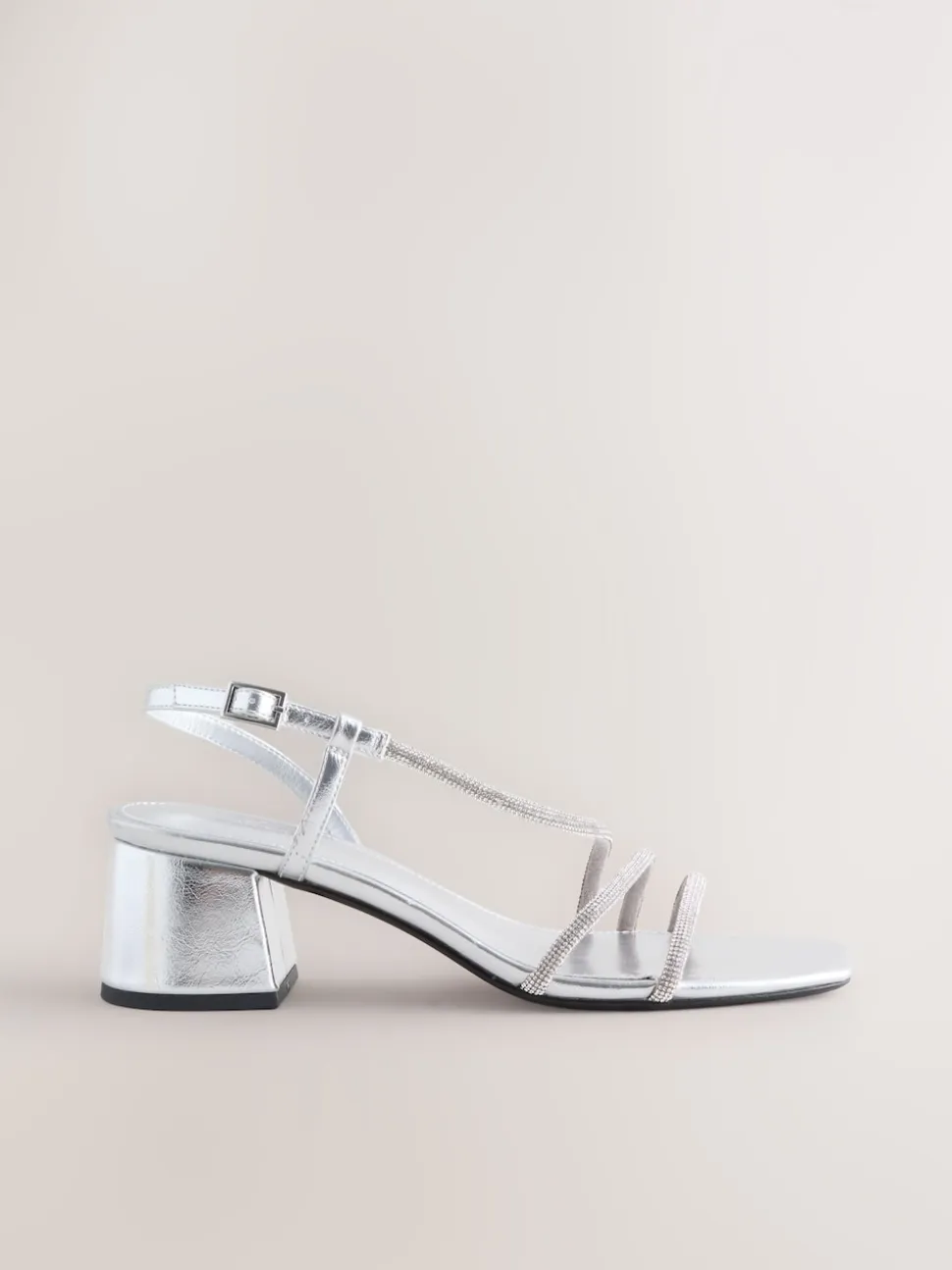 Argent - Sandales à talons carrés et à bretelles ornées de bijoux Forever Comfort