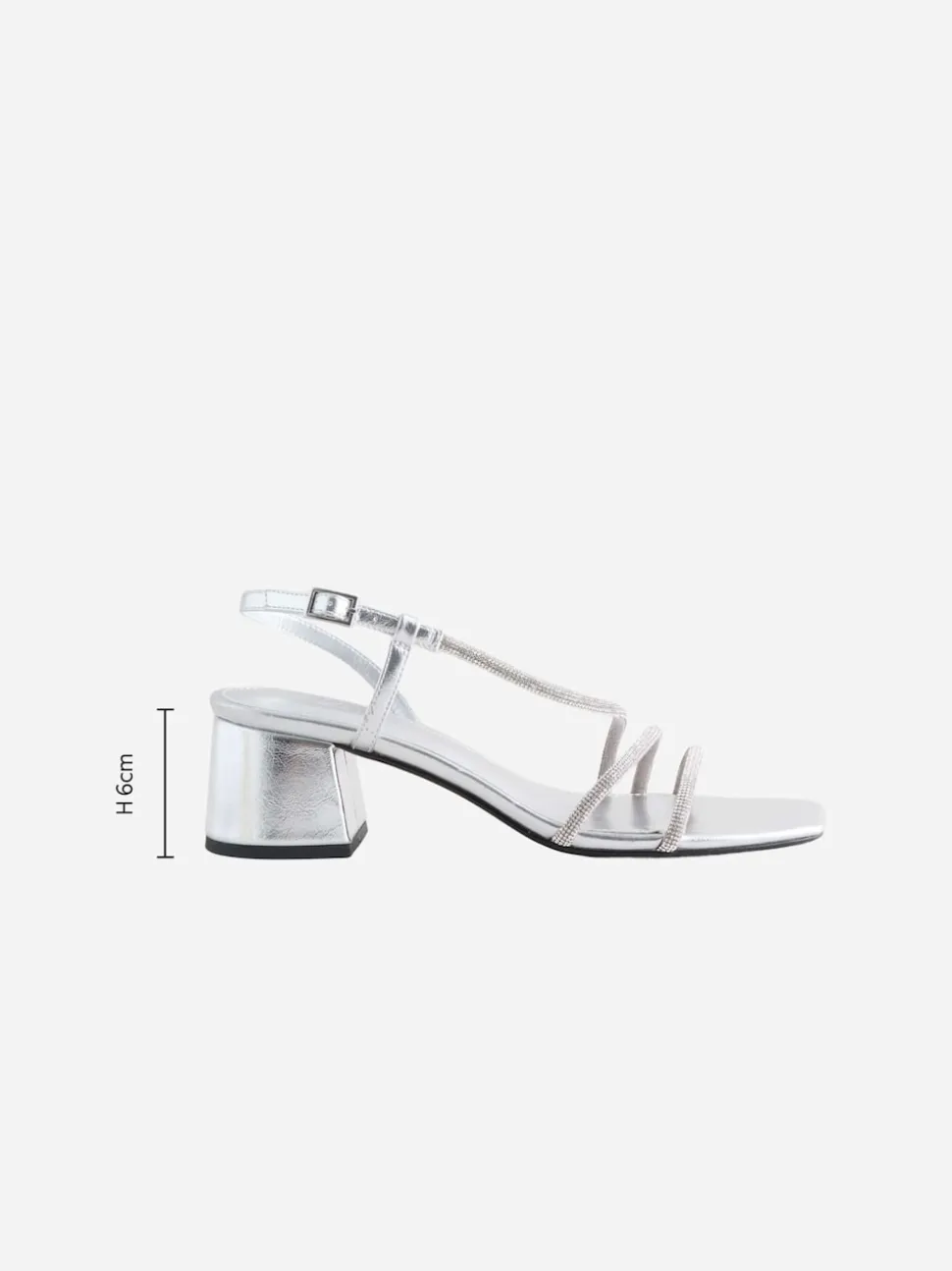 Argent - Sandales à talons carrés et à bretelles ornées de bijoux Forever Comfort