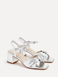 Argent - Sandales Linzi Charlotte à talons carrés avec nœud sur le devant