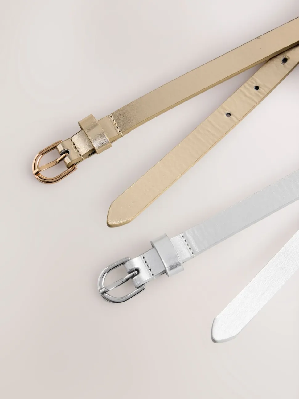 Argenté/doré - Lot de ceintures skinny en PU 2