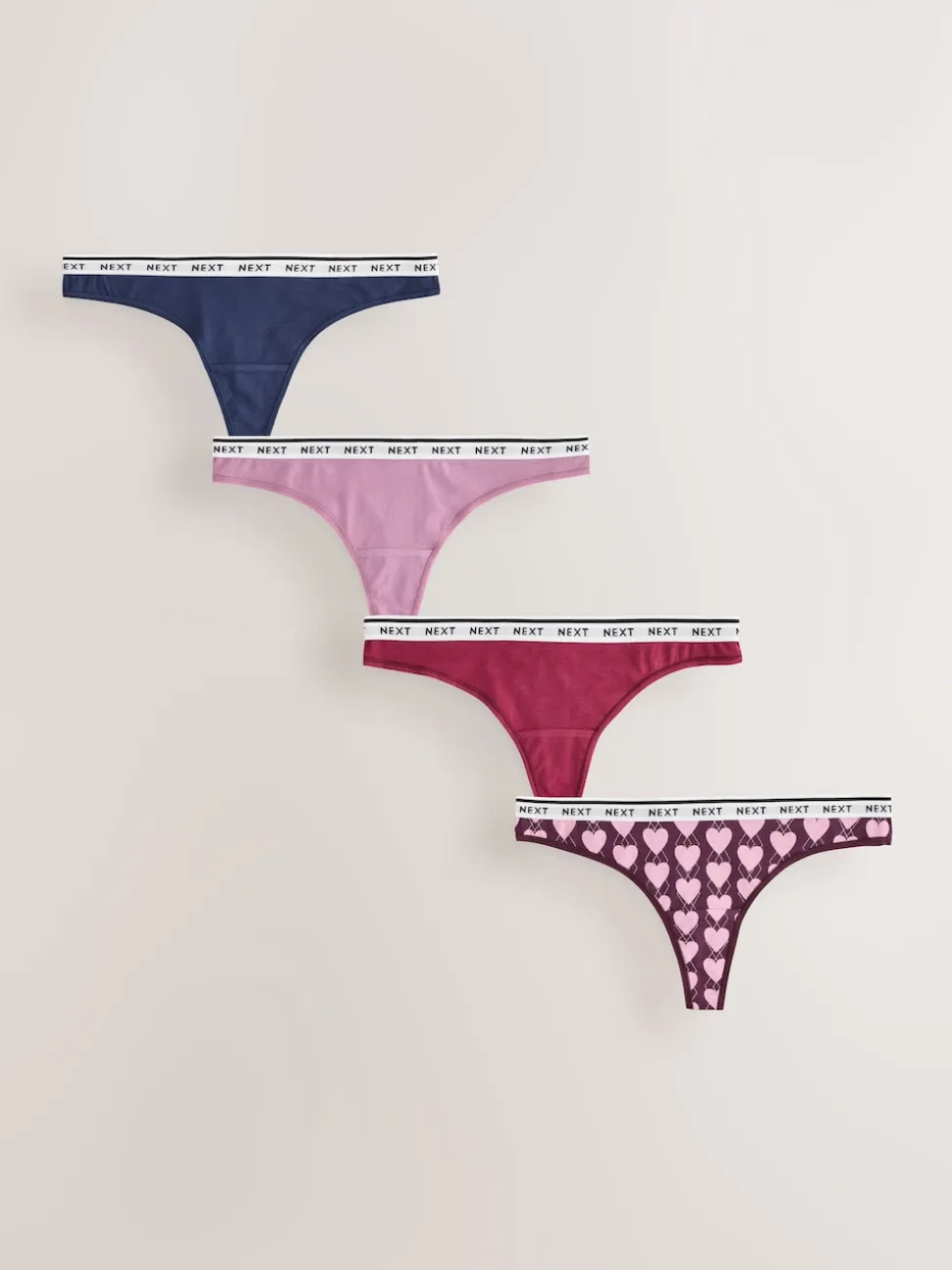Argyle de marine - Lot de 4 culottes à logo en coton