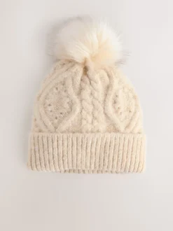 Avoine - Bonnet à pompon en maille pointelle