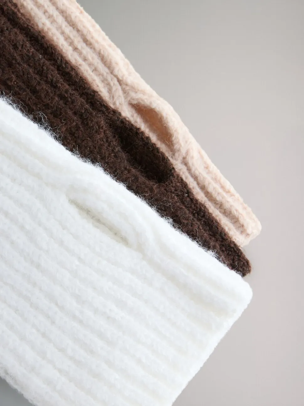 Avoine/MARRON CHOCOLAT/Crème - The Set lot de 3 gants en maille sans doigts