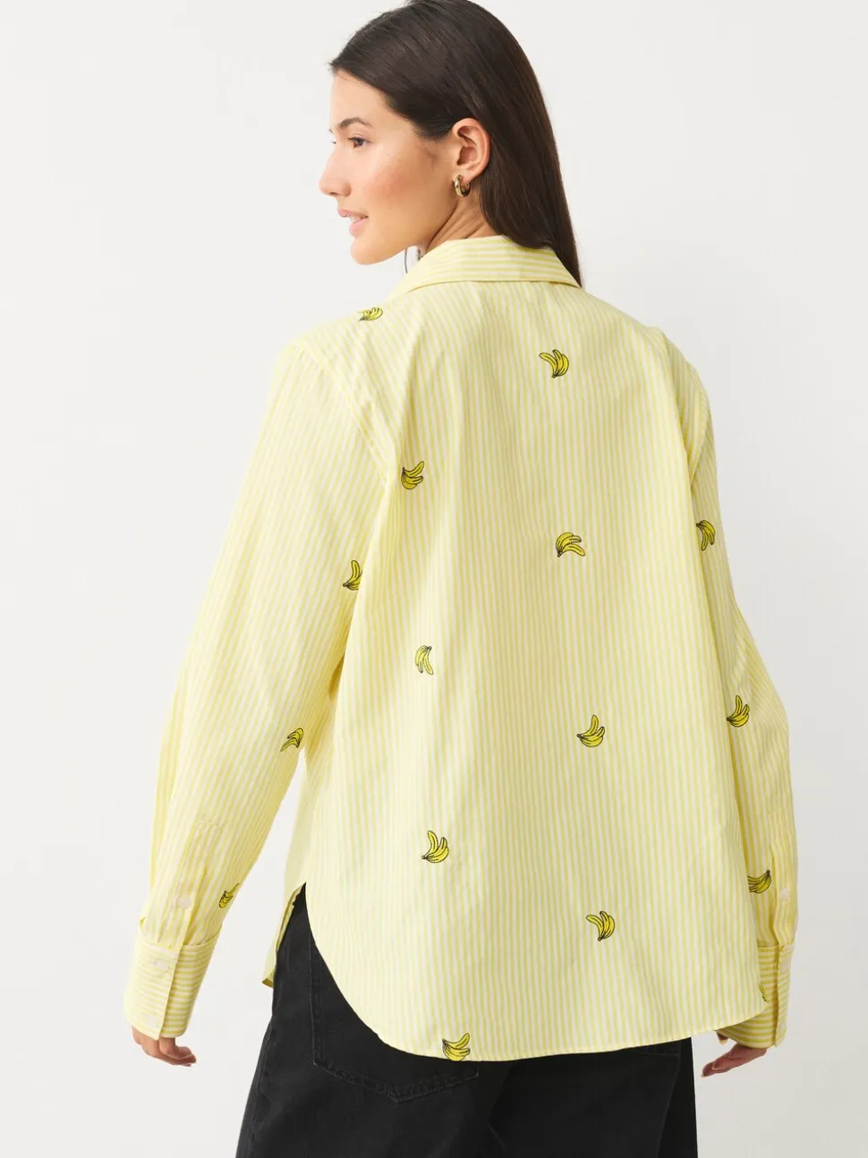 Banane à rayures jaune et blanche - Chemises à manches longues brodées