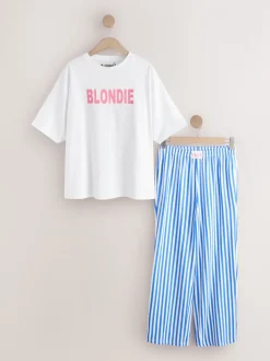 Bande blanche/bleue - Pyjama Blondie à manches courtes