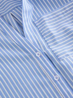 Bande bleue - Chemise décontractée douce à manches longues et col en V