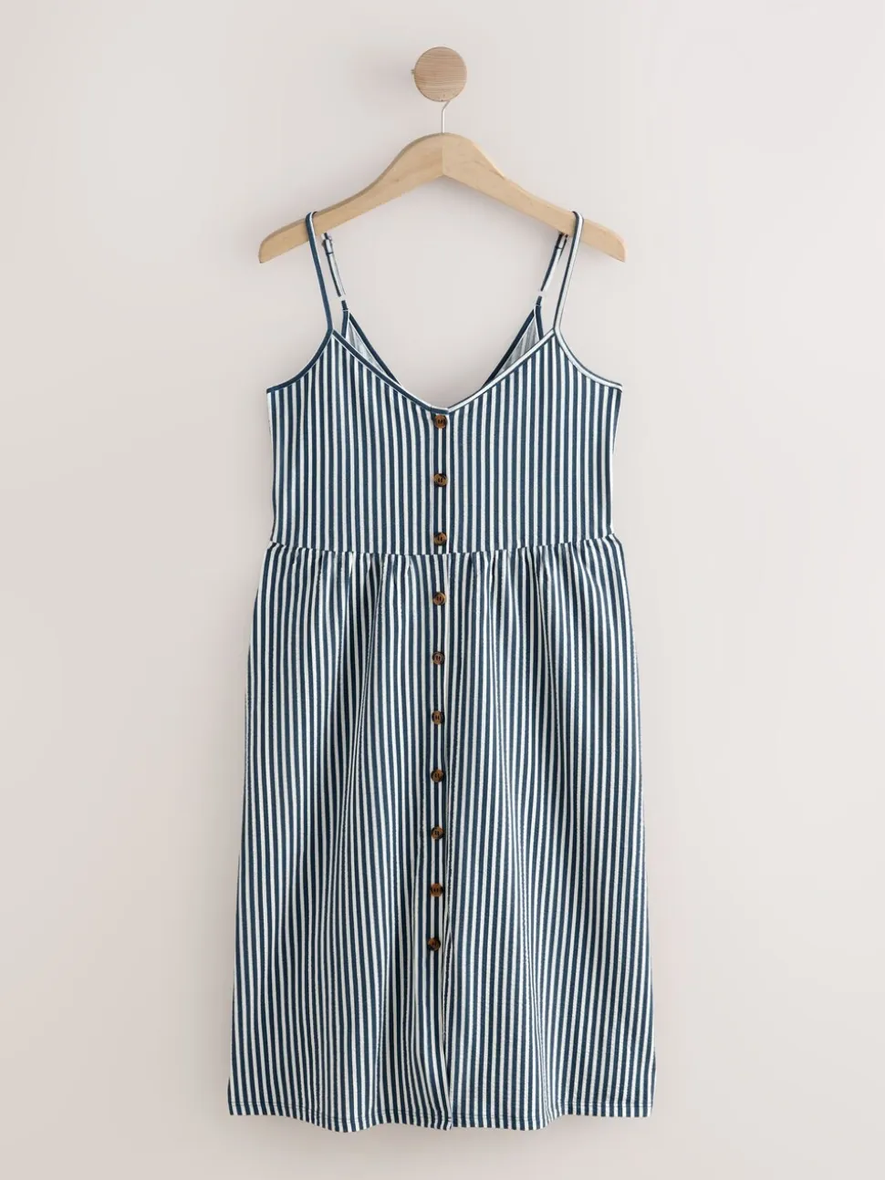 Bande bleue - Robe mi-longue boutonnée en jersey