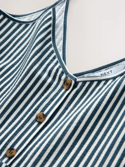 Bande bleue - Robe mi-longue boutonnée en jersey
