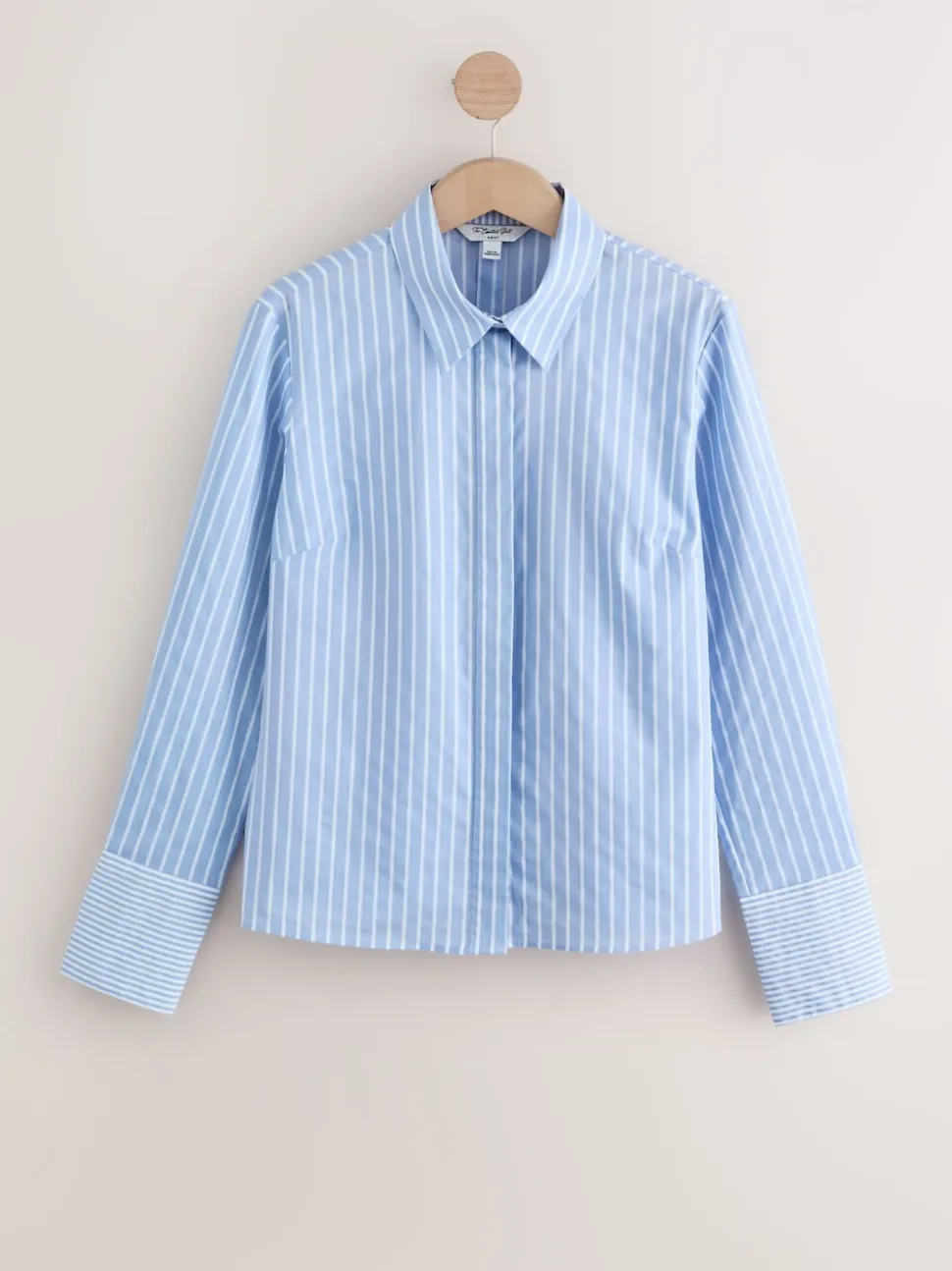 Bande bleue/blanche - Chemise extensible ajustée Essential à manches longues