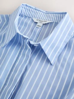 Bande bleue/blanche - Chemise extensible ajustée Essential à manches longues