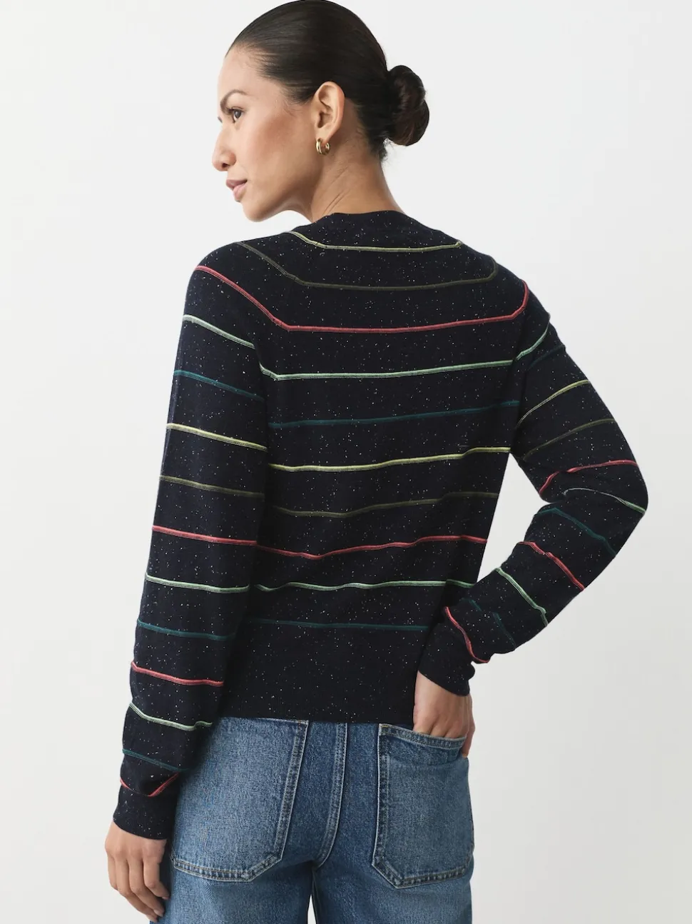Bande d'arc-en-ciel - Pull col rond riche en coton au toucher doux