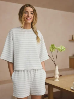 Bande grise - Pyjamas court texturé