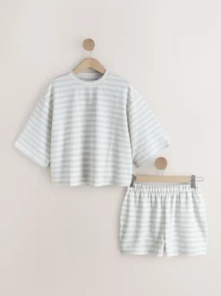 Bande grise - Pyjamas court texturé