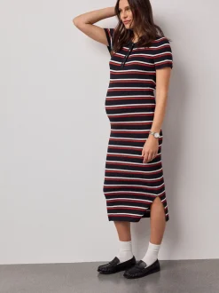 Bande marine - Robe en maille à col Grossesse