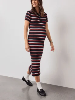 Bande marine - Robe en maille à col Grossesse