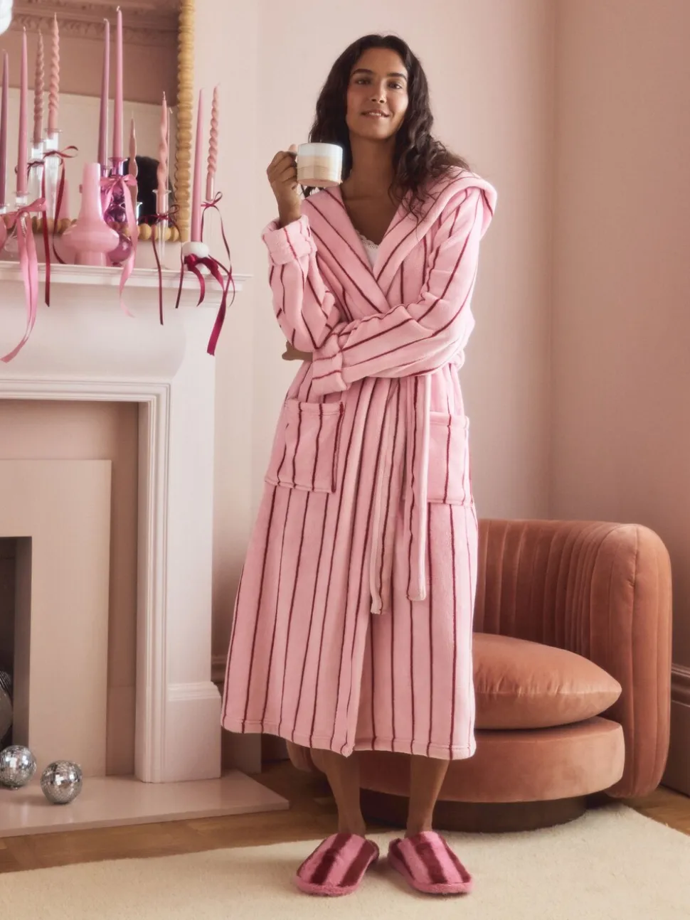 Bande rose - Robe de chambre douillette