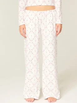 Bas de pyjama Hollister Cosy blanc à jambes larges