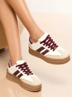Baskets de sport Lipsy Coupe large blanches et bordeaux
