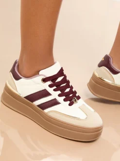 Baskets de sport Lipsy Coupe large blanches et bordeaux