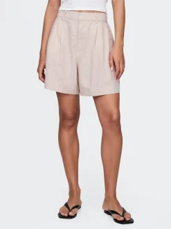 beige - Gap short épais en lin Blend taille haute