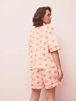 Biscuit rose - Ensemble Pyjamas courts boutonné en jersey