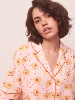 Biscuit rose - Ensemble Pyjamas courts boutonné en jersey