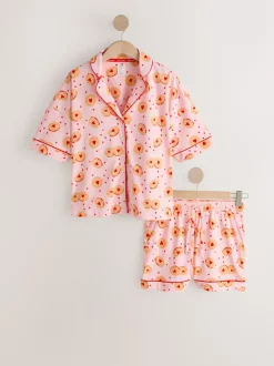Biscuit rose - Ensemble Pyjamas courts boutonné en jersey