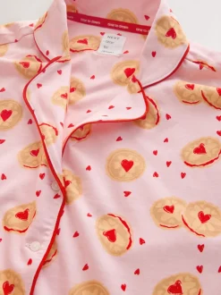 Biscuit rose - Ensemble Pyjamas courts boutonné en jersey