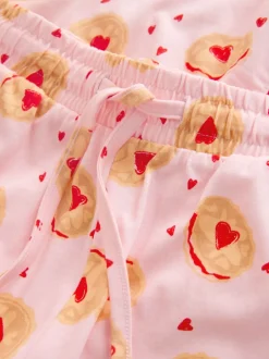 Biscuit rose - Ensemble Pyjamas courts boutonné en jersey