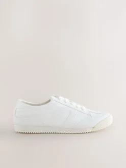 Blanc - Baskets à lacets Forever Comfort® Slimeline à bandes latérales