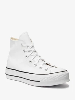 Blanc - Baskets montantes Converse Platform Lift Chuck Taylor en cuir